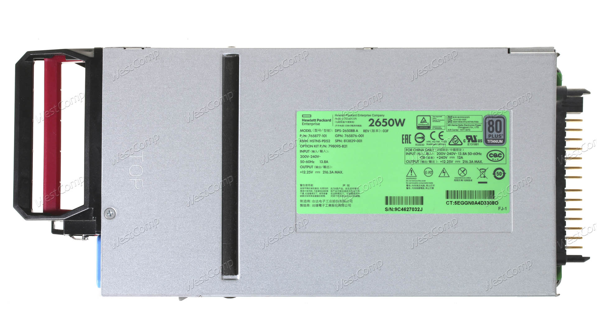  HPE 2650W Performance Hot Plug Titanium Plus Power Supply Kit (798095-B21) - фото 2